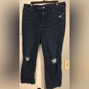 Express Women's Dark Blue Distressed Skinny Jeans